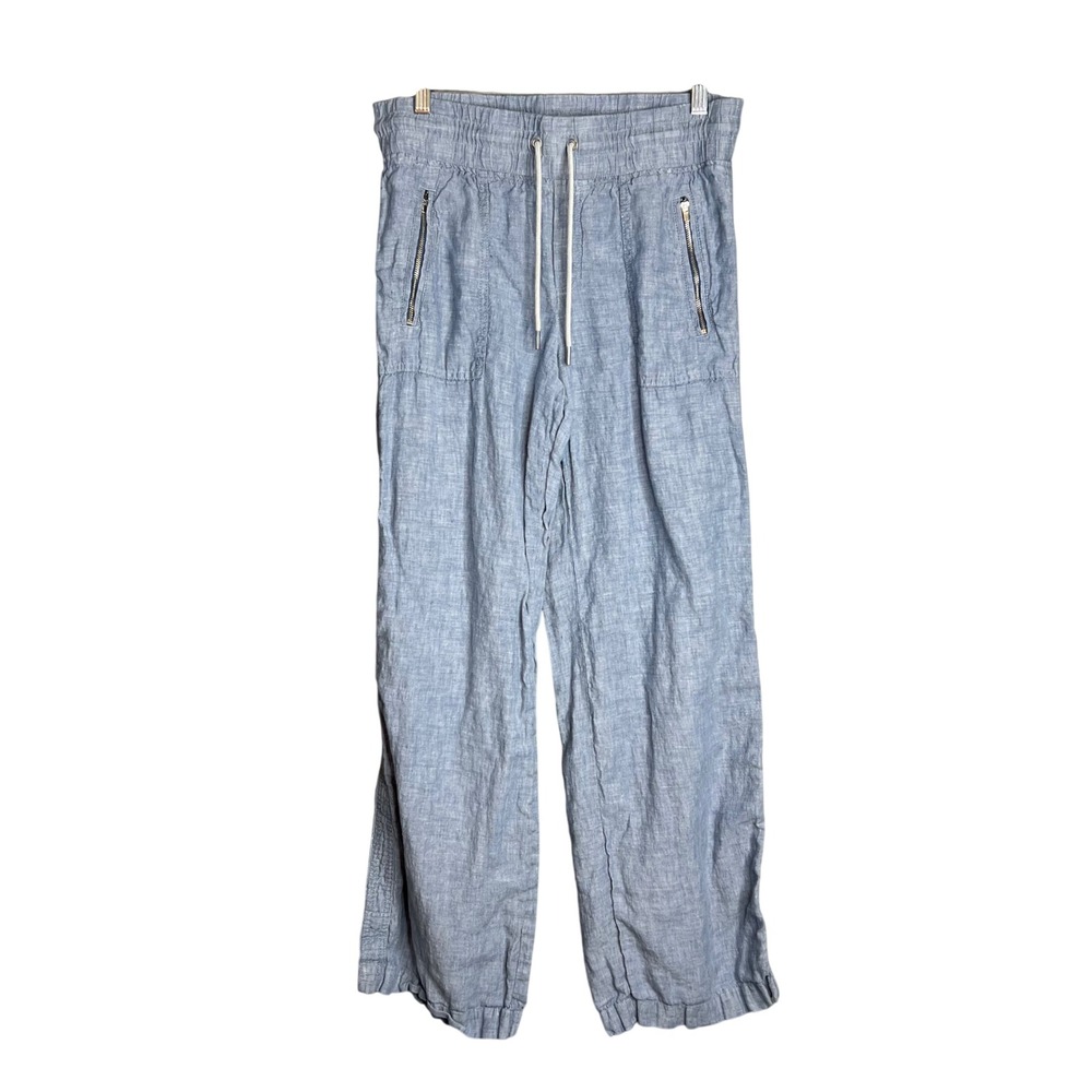 Athleta Cabo Linen Wide Leg Pant Sz 8 Pull On Drawstring Casual Lightweight